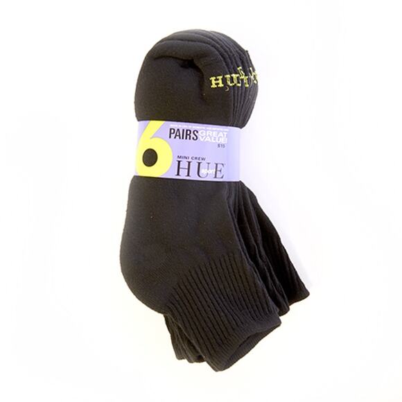 NWT Hue Sport Mini Crew Socks for Women –Pack Athletic Cotton Blend 6 - Picture 1 of 1